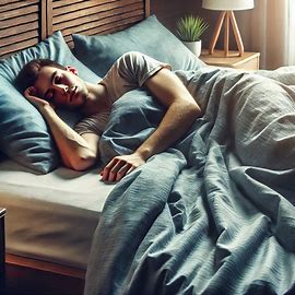 A man sleeping in his bed