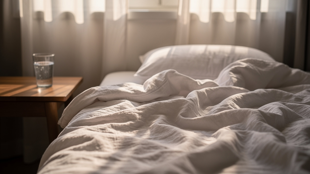 Peaceful bedroom representing rest and recovery